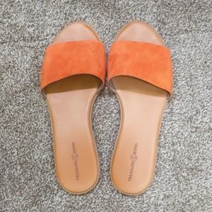 Suede slide sandals